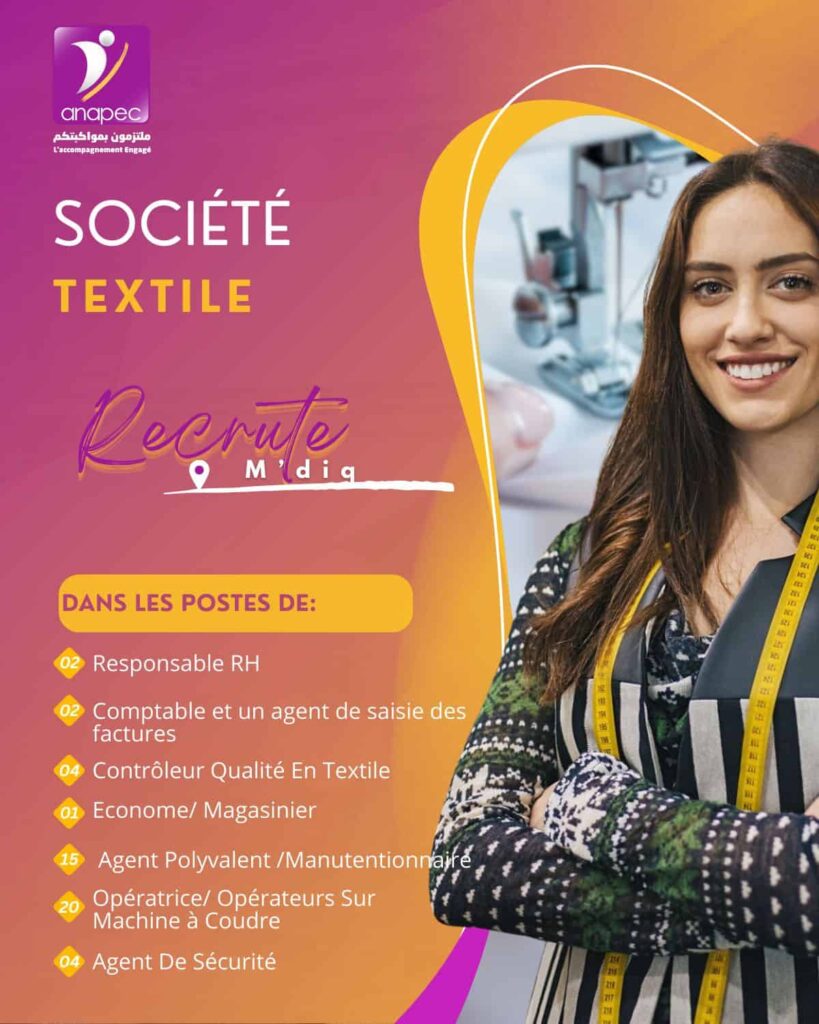 L’ANAPEC annonce 48 postes dans le secteur du textile