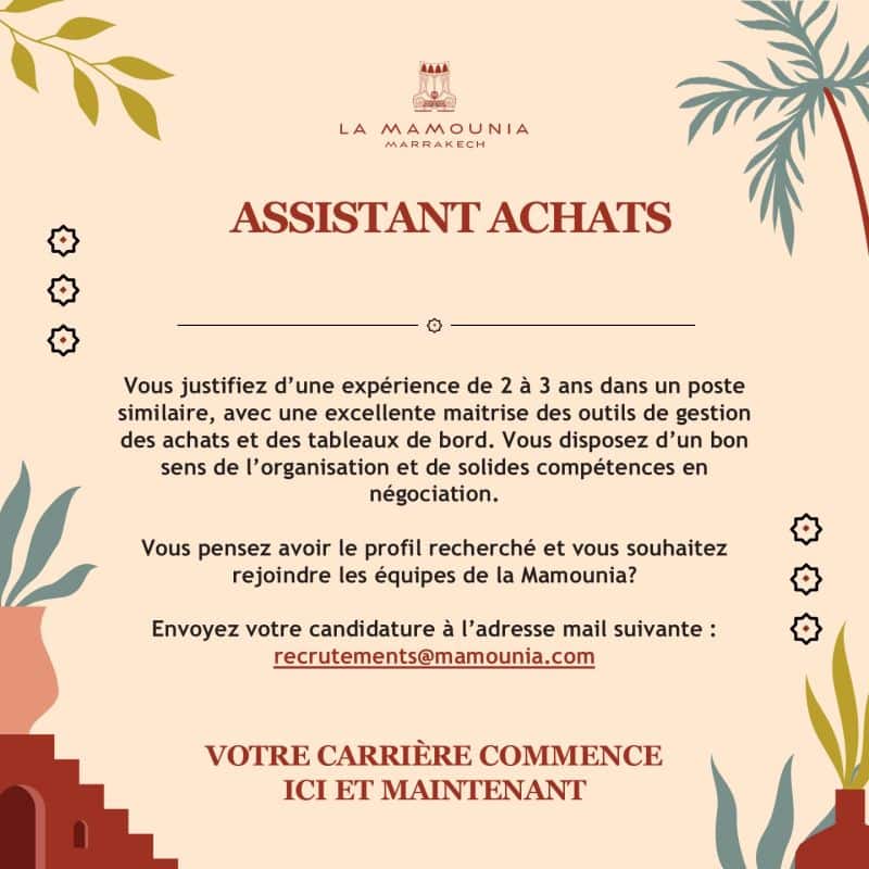 3 Opportunités d’emploi à La Mamounia, postulez dès maintenant