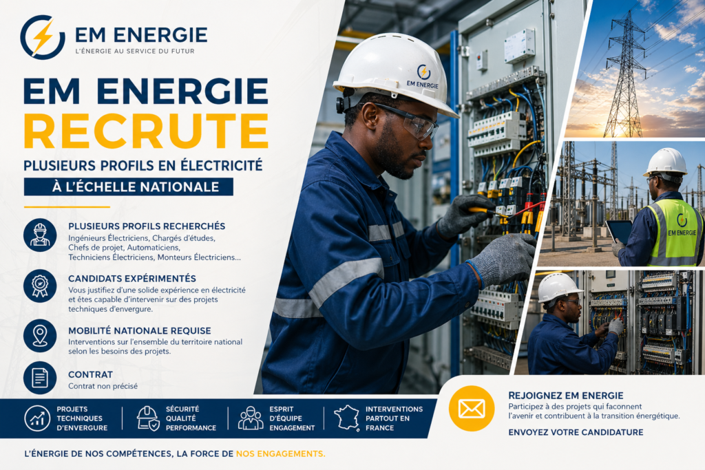 EM ENERGIE lance une campagne de recrutement en électricité